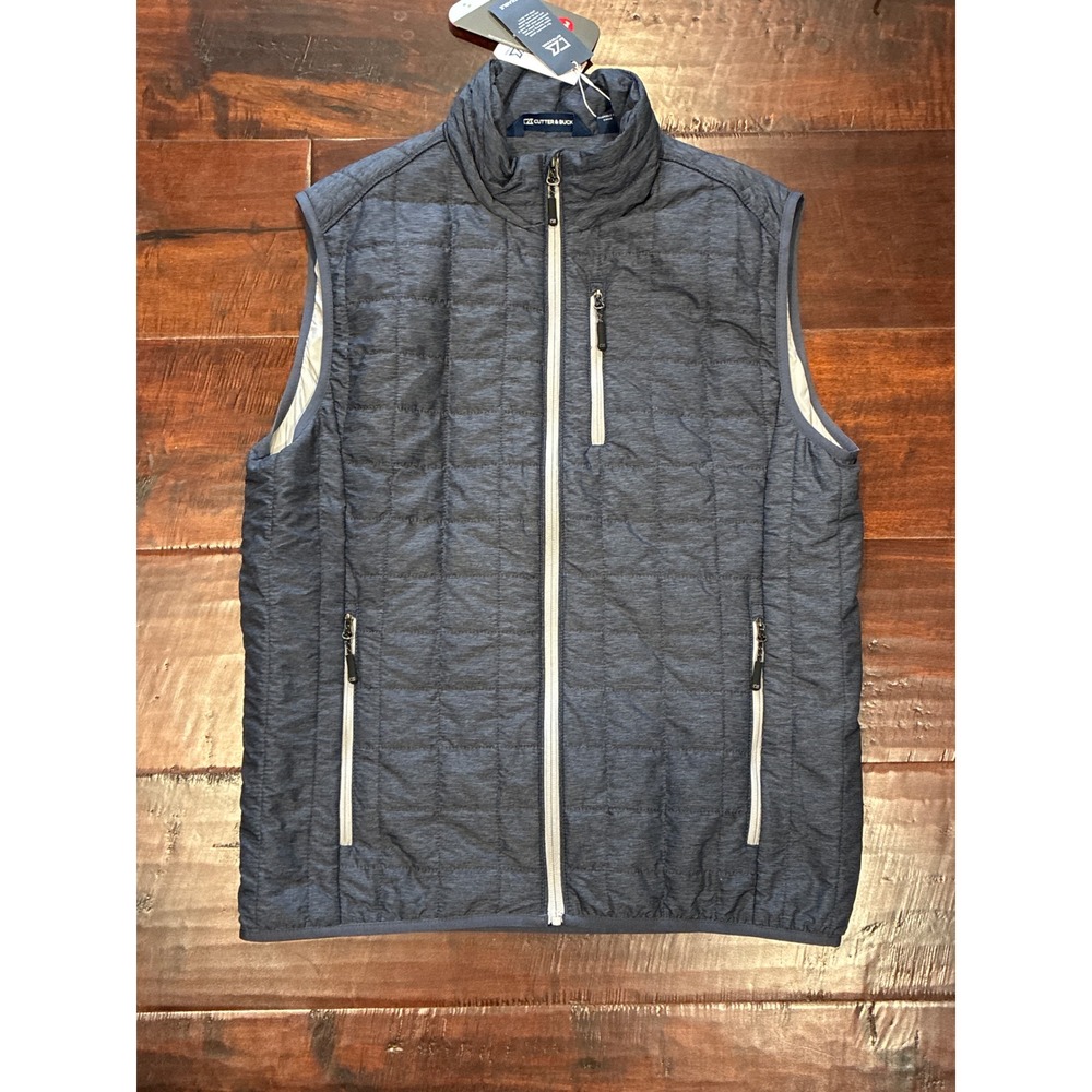 NWT Cutter & Buck Rainier Primaloft Packable Quilted Vest Mens Med Blue MCO00019